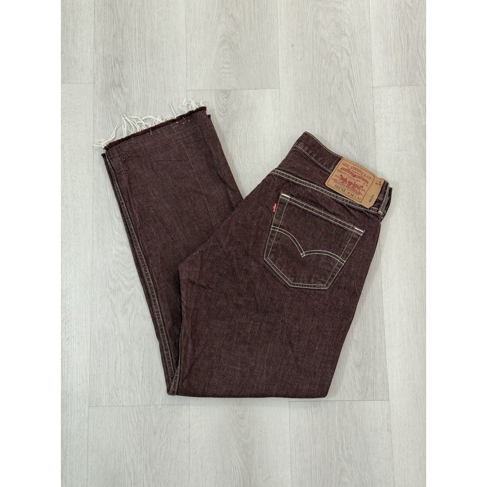 Levi's 501XX Jeans Maroon Regular Straight Leg Button Fly Denim Mens 36x30